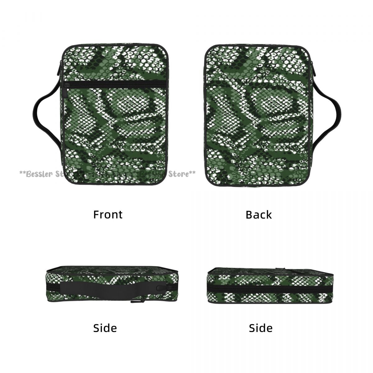 녹색 뱀피 무늬 성경 가방 지퍼 손잡이 핸드백 성경 커 - Handbags 리뷰 및 가격