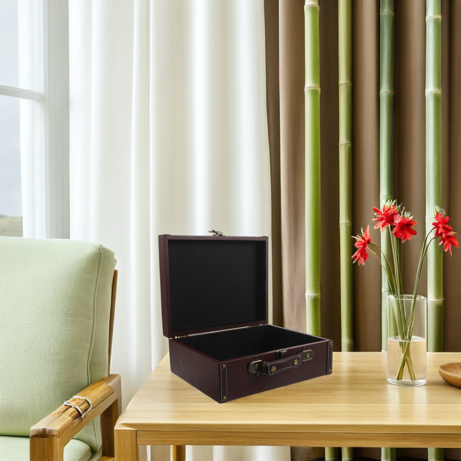 나무 소재의 복고풍 수납 상자, 빈티지 스타일의 휴대용 - Retro Vintage Trunk Suitcase 리뷰 및 가격