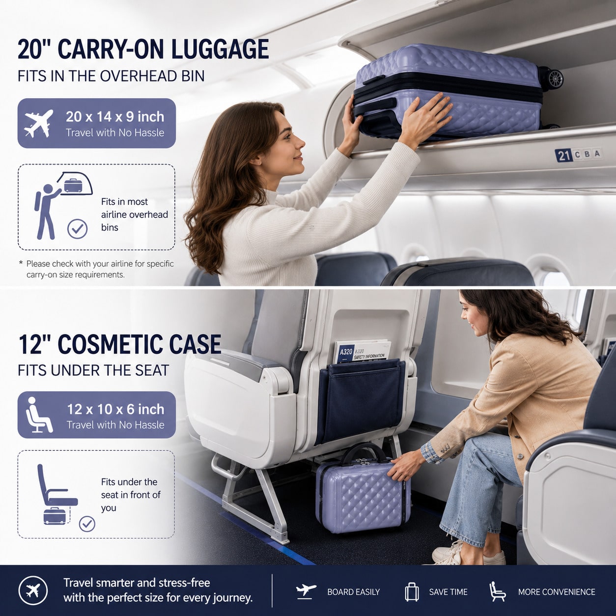2개 세트의 휴대용 여행 가방, 20인치 PC+ABS  - Cabin Size Lightweight Travel Trolley 리뷰 및 가격